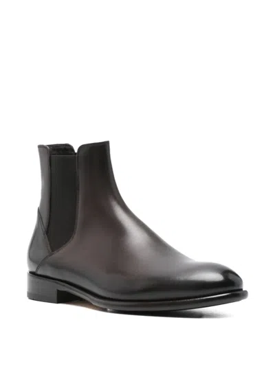 Doucal's Elastic-panel Leather Boots In Brown