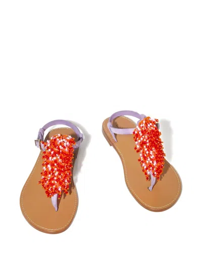 Pucci Beaded Leather Sandals In Brown