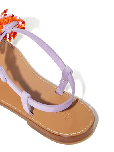 Pucci Beaded Leather Sandals In Brown