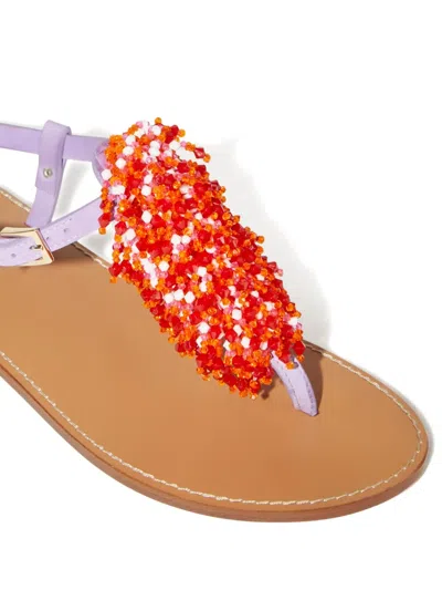 Pucci Beaded Leather Sandals In Brown