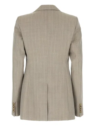 Stella Mccartney Wool Blazer With Embroidered Back Vent In Gray
