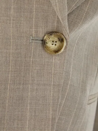 Stella Mccartney Wool Blazer With Embroidered Back Vent In Gray