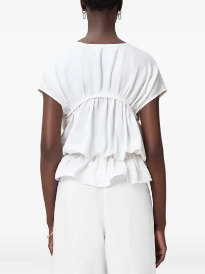 Allsaints Remy Tie-front Ruffled Top In White