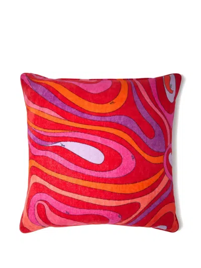 Pucci Marmo-pattern Cushion (52cm X 52cm) In Red