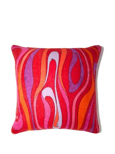 Pucci Marmo-pattern Cushion (52cm X 52cm) In Red
