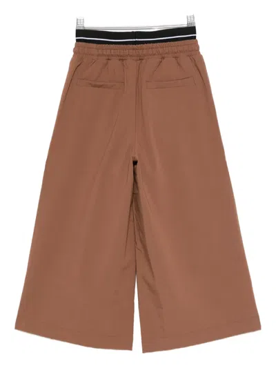 Msgm Elastic-waistband Drawstring Trousers In Brown