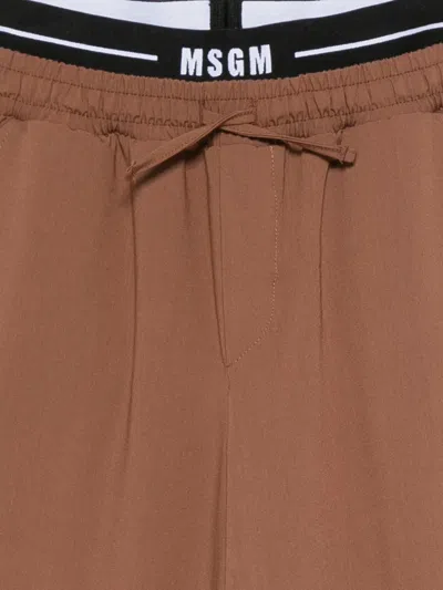 Msgm Elastic-waistband Drawstring Trousers In Brown