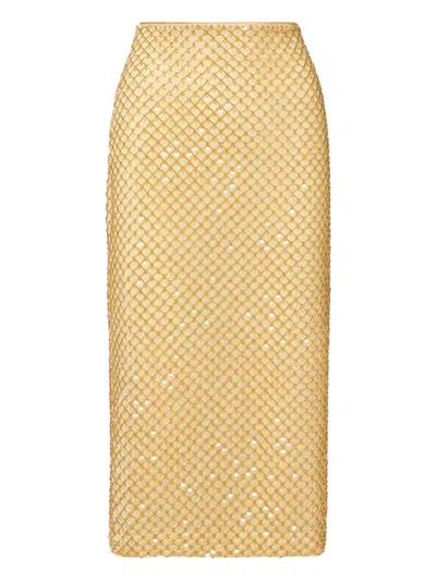 Veronica Beard Allora Midi Skirt In Chamomile In Neutral