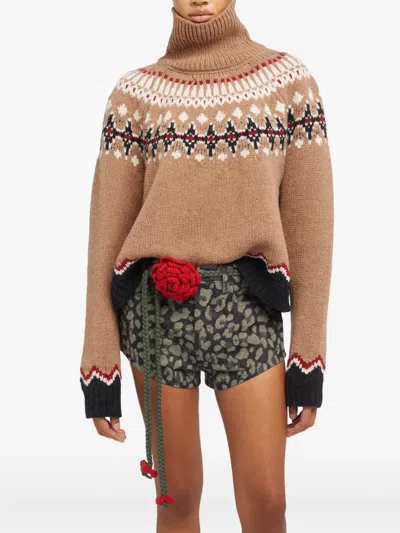 玫瑰钩编针织腰带