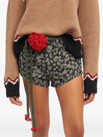 玫瑰钩编针织腰带