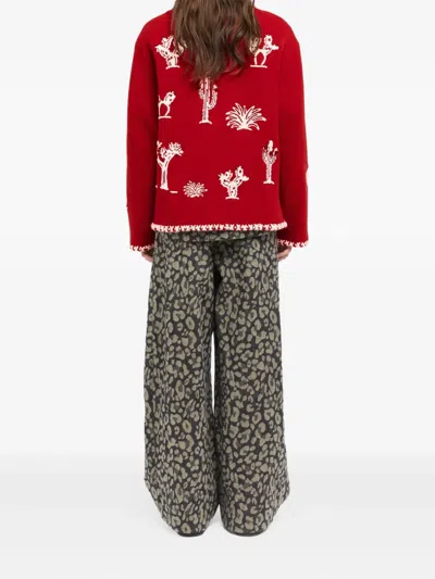 Alanui Remember Me Palm-tree Car Wool Jacket In Red