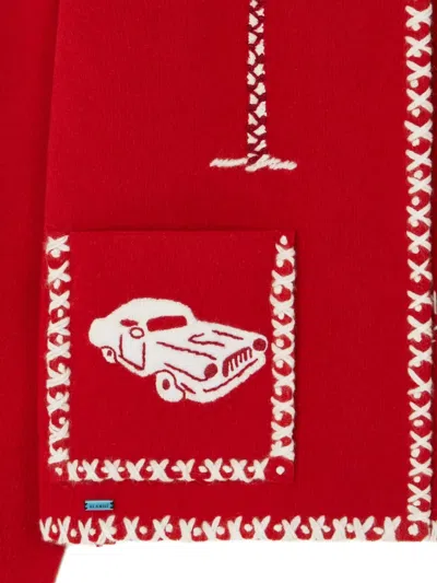 Alanui Remember Me Palm-tree Car Wool Jacket In Red