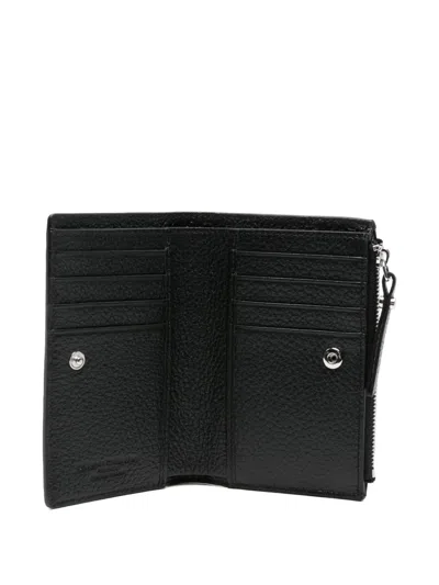 Gianni Chiarini Textured Leather Compact Wallets In Black