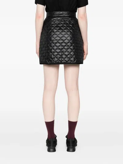 Moncler Quilted Black Skirt With Glossy Finish And Wrap Style