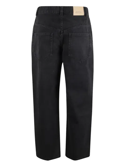 Isabel Marant Distressed Denim Trousers With Wide-leg Design In Black