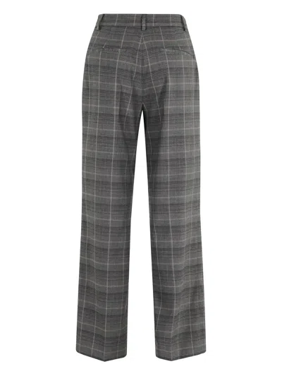 Seventy High-waisted Straight Leg Pants With Prince Of Wales Pattern In Gray