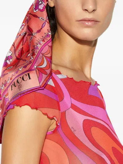 Pucci Pattern Silk Scarf In Pink