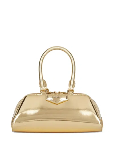 Givenchy Antigona Mini Top-handle Bag In Mirror Laminated Leather In Gold