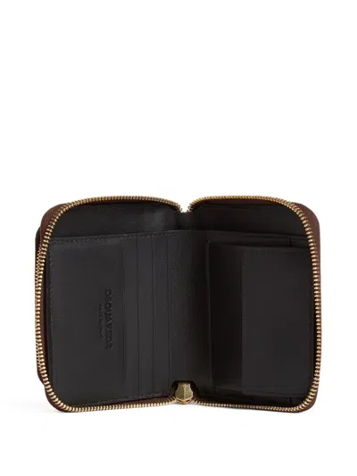 Dsquared2 Twin Zip Around Wallet In Brown
