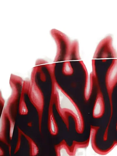 Palm Angels Graphic Flame Print Cotton Hoodie In White