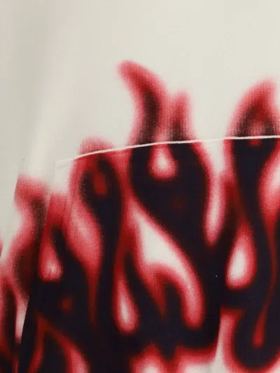 Palm Angels Graphic Flame Print Cotton Hoodie In White