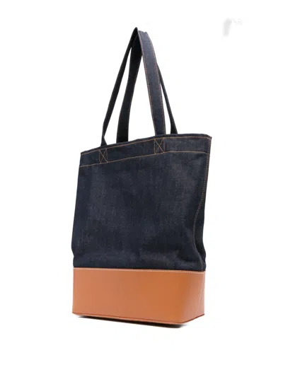 Apc Medium Logo-detail Denim Tote Bag In Blue