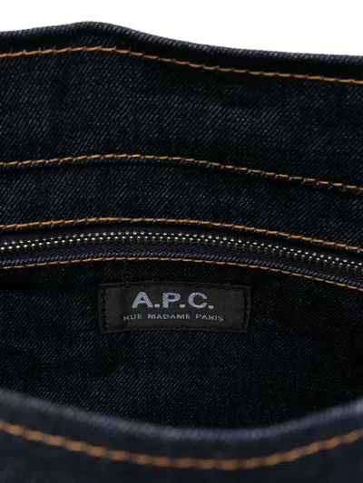 Apc Medium Logo-detail Denim Tote Bag In Blue