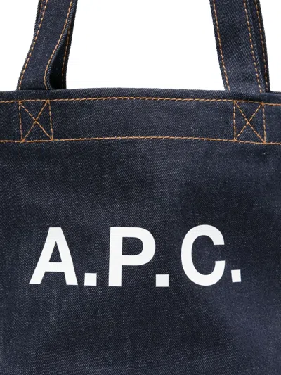 Apc A.p.c. Axel Small Denim Tote Bag In Blue
