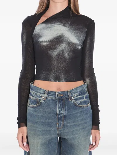 Jean Paul Gaultier Asymmetric Body Dust Top In Black