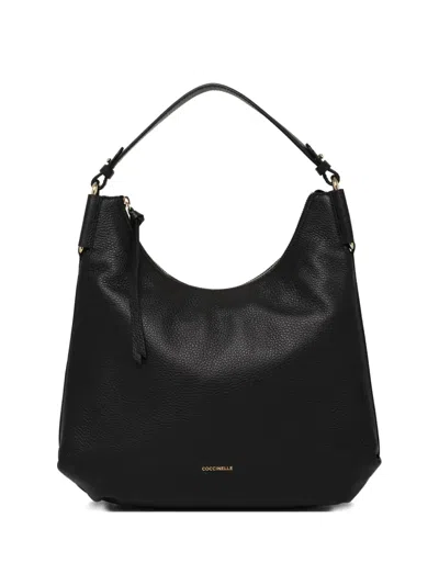 Coccinelle Malory Grained-leather Shoulder Bag In Black