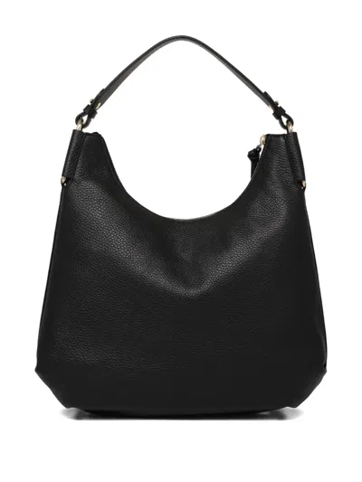 Coccinelle Malory Grained-leather Shoulder Bag In Black