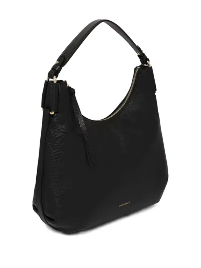 Coccinelle Malory Grained-leather Shoulder Bag In Black
