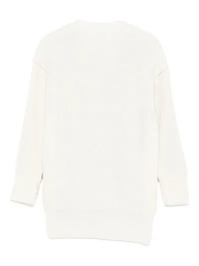 Msgm Kids Two-tone Cardigan With Embroidery In Brown