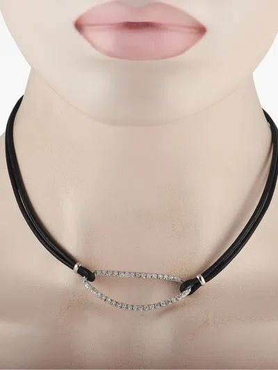 Pre-owned Piero Milano 18kt White Gold Diamond Cord Necklace In Silver