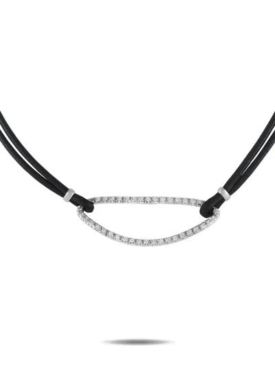 Pre-owned Piero Milano 18kt White Gold Diamond Cord Necklace In Silver