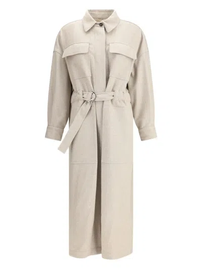 Brunello Cucinelli Nylon Trench In Neutral