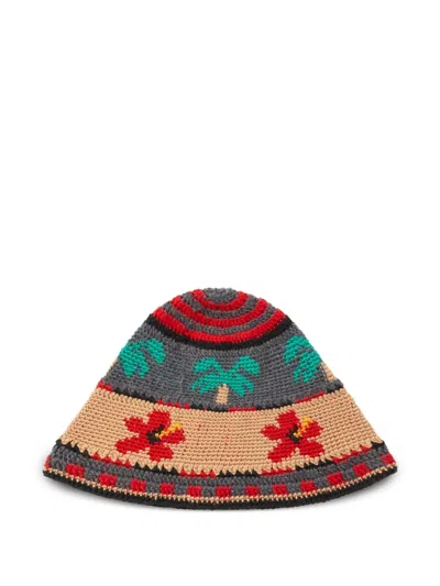 Alanui Embroidered Wool Hibiscus Hat In Multi