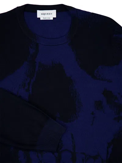 Alexander Mcqueen Mcqueen Skull Double Knit Wool Crewneck Sweater In Multi