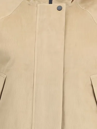 Woolrich Hooded Corduroy Jacket Adjustable Cuffs In Brown