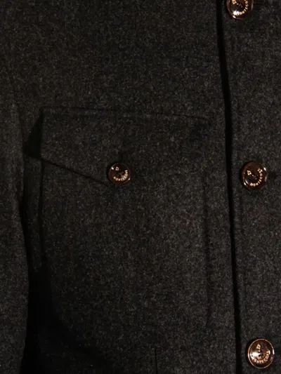 Montecore High-neck Buttoned Coat In Gray