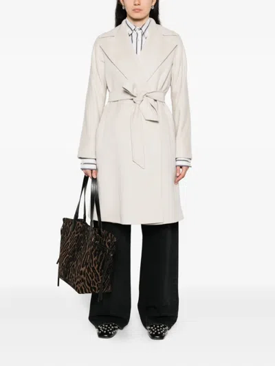 Max Mara Dravenna Wool Wrap Coat With Flared Kimono Sleeves In Neutral
