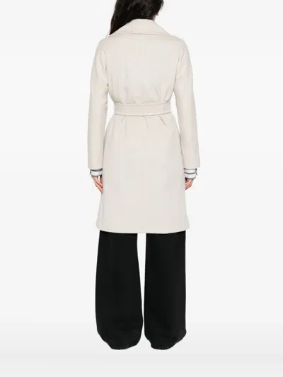 Max Mara Dravenna Wool Wrap Coat With Flared Kimono Sleeves In Neutral