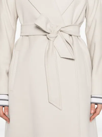 Max Mara Dravenna Wool Wrap Coat With Flared Kimono Sleeves In Neutral