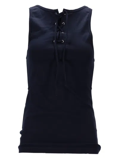 Prada Lace-up Detail Tank Top In Blue