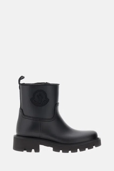 Moncler Drawstring Embosssed-logo Rain Boots In Black