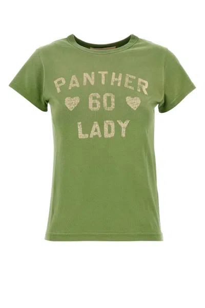 Valentino Panther Lady T-shirt In Green