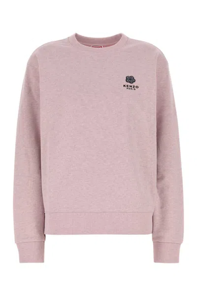 Kenzo Oversize Crew Neck Sweatshirt With Floral Back In Pink