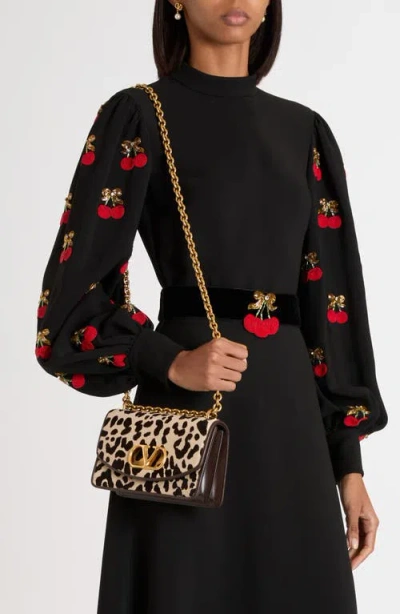 Valentino Garavani Vain Small Cow-print Leather And Calf-hair Shoulder Bag In Multi