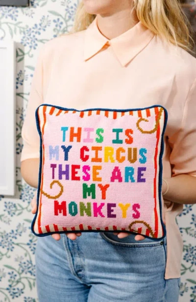 Furbish My Circus Needlepoint Pillow In Multi