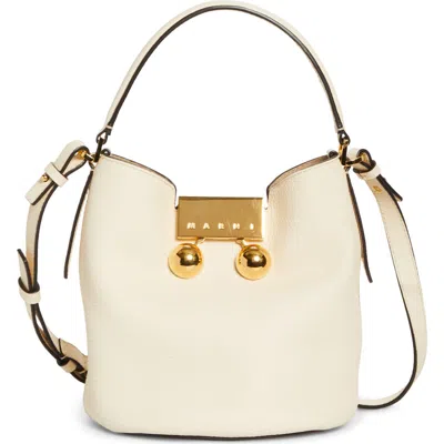 Marni Trunkaroo Leather Bucket Bag In White